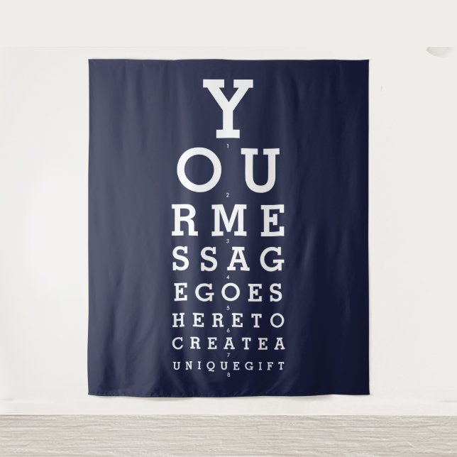 Navy Blue Personalized Fun Eye Test Photo Backdrop Tapestry (Front)