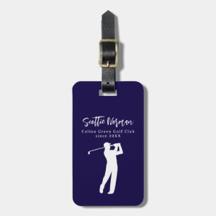 Navy Blue Personalized Golfer Name Luggage Tag