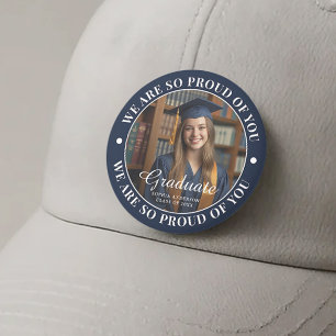 Navy Blue Personalized Graduate Photo Graduation 2 Inch Round Button