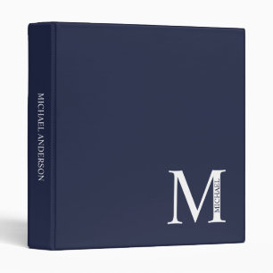 Navy Blue Personalized Monogram and Name Binder