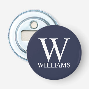 Navy Blue Personalized Monogram and Name Bottle Opener