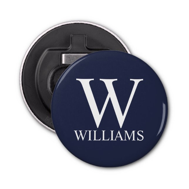 Navy Blue Personalized Monogram and Name Bottle Opener (Front)