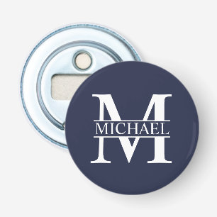 Navy Blue Personalized Monogram and Name Bottle Opener