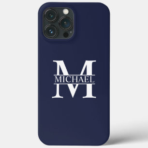 Navy Blue Personalized Monogram and Name iPhone 13 Pro Max Case