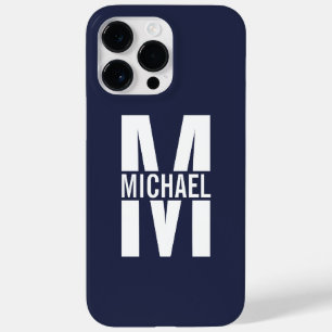 Navy Blue Personalized Monogram and Name Case-Mate iPhone 14 Pro Max Case