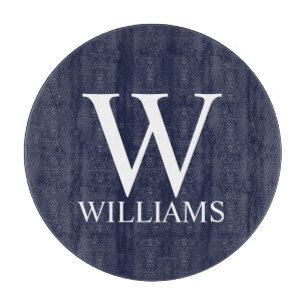 Navy Blue Personalized Monogram and Name Cutting Board