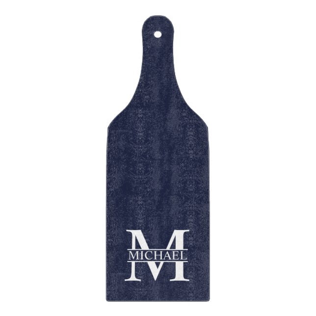 Navy Blue Personalized Monogram and Name Cutting Board (Front)