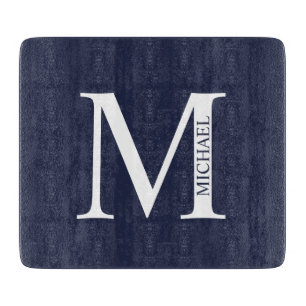 Navy Blue Personalized Monogram and Name Cutting Board