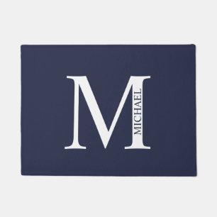 Navy Blue Personalized Monogram and Name Doormat