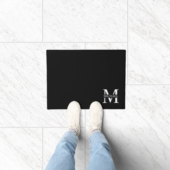 Navy Blue Personalized Monogram and Name Doormat (Indoor)
