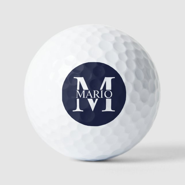 Navy Blue Personalized Monogram and Name Golf Balls (Front)