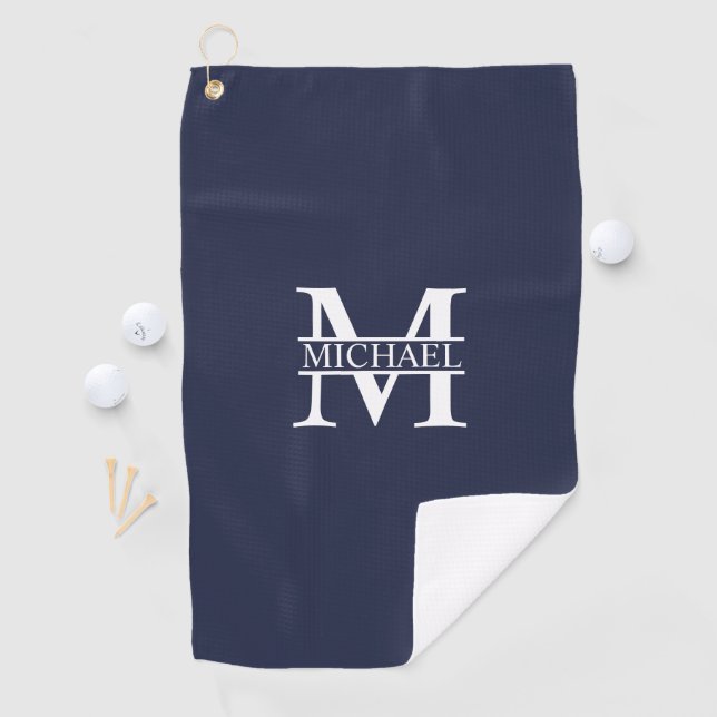 Navy blue Personalized Monogram and Name Golf Towel (InSitu)