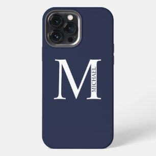 Navy Blue Personalized Monogram and Name iPhone 13 Pro Max Case