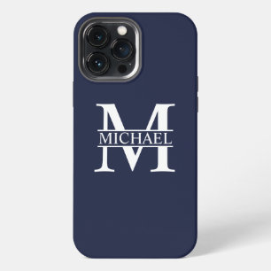 Navy Blue Personalized Monogram and Name iPhone 13 Pro Max Case