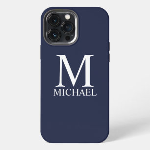 Navy Blue Personalized Monogram and Name iPhone 13 Pro Max Case