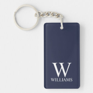 Navy Blue Personalized Monogram and Name Keychain