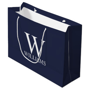 Navy Blue Personalized Monogram and Name Large Gift Bag