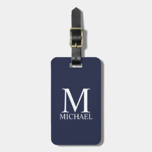 Navy Blue Personalized Monogram and Name Luggage Tag