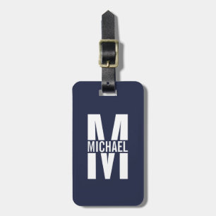 Navy Blue Personalized Monogram and Name Luggage Tag