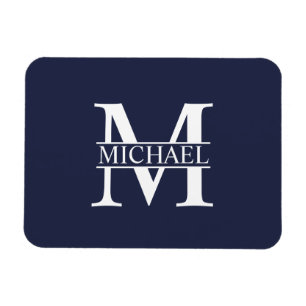 Navy Blue Personalized Monogram and Name Magnet