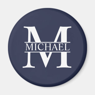 Navy Blue Personalized Monogram and Name Magnet