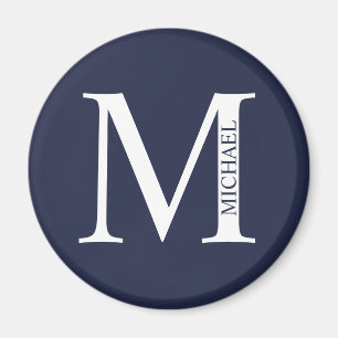 Navy Blue Personalized Monogram and Name Magnet