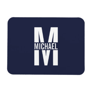 Navy Blue Personalized Monogram and Name Magnet