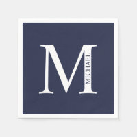 Navy Blue Personalized Monogram and Name