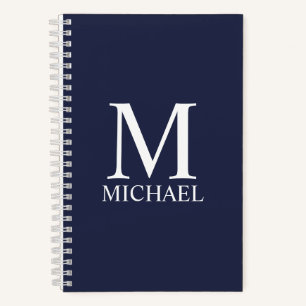 Navy Blue Personalized Monogram and Name Notebook