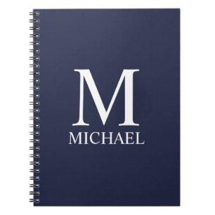 Navy Blue Personalized Monogram and Name Notebook