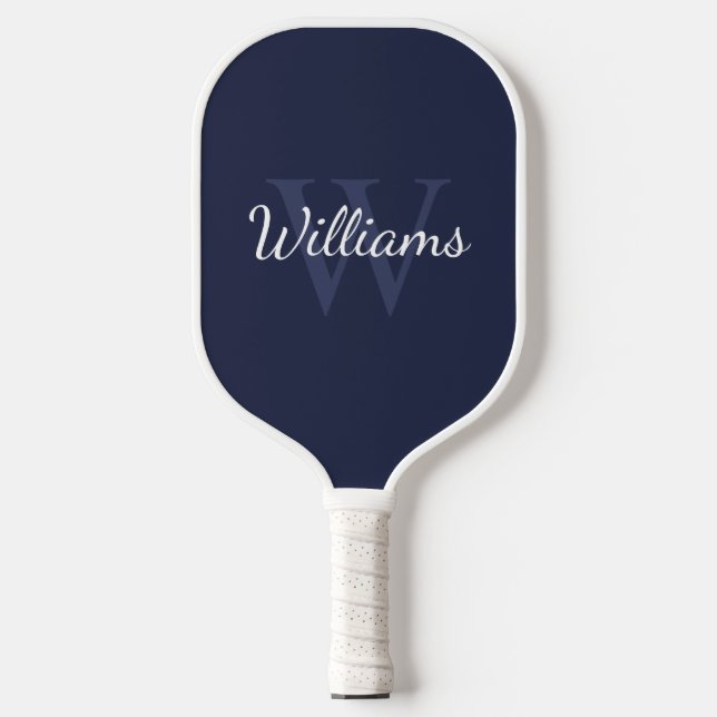 Navy Blue Personalized Monogram and Name Pickleball Paddle (Front)