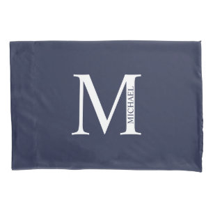 Navy Blue Personalized Monogram and Name Pillowcase