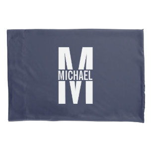 Navy Blue Personalized Monogram and Name Pillowcase