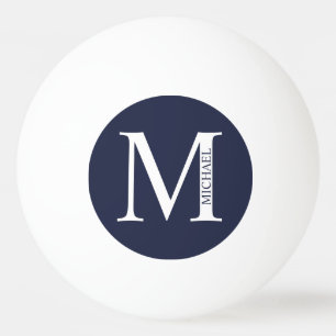 Navy Blue Personalized Monogram and Name Ping Pong Ball