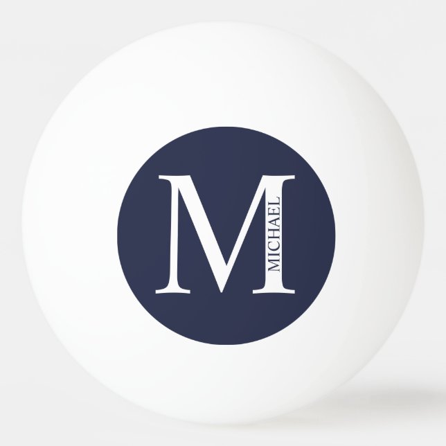 Navy Blue Personalized Monogram and Name Ping Pong Ball (Front)
