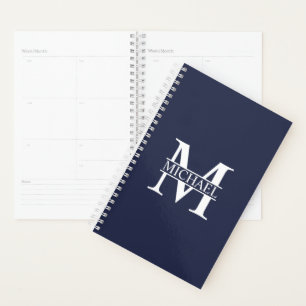 Navy Blue Personalized Monogram and Name Planner