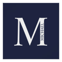 Navy Blue Personalized Monogram and Name