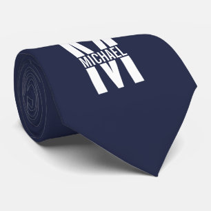 Navy Blue Personalized Monogram and Name Tie