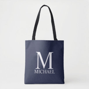 Navy blue Personalized Monogram and Name Tote Bag