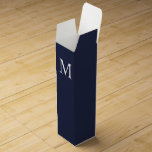 Navy Blue Personalized Monogram and Name Wine Box<br><div class="desc">Personalized Monogram and Name Design
features personalized monogram and name in classic serif font style.

Perfect for wedding,  holiday,  family reunion and for any special occasions.</div>
