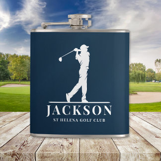Navy Blue Personalized Monogram Golfer Hip Flask