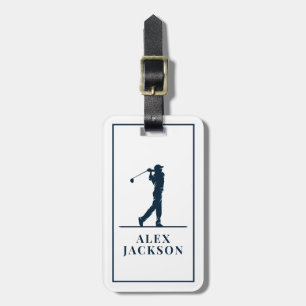 Navy Blue Personalized Monogram Golfer Luggage Tag
