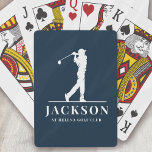 Navy Blue Personalized Monogram Golfer Playing Cards<br><div class="desc">This design features a golfer swinging a club and has two text fields that you can use to personalize it - perhaps with a name and golf team or club.</div>
