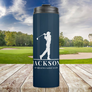 Navy Blue Personalized Monogram Golfer Thermal Tumbler