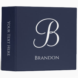 Navy Blue Personalized Name and Monogram Binder