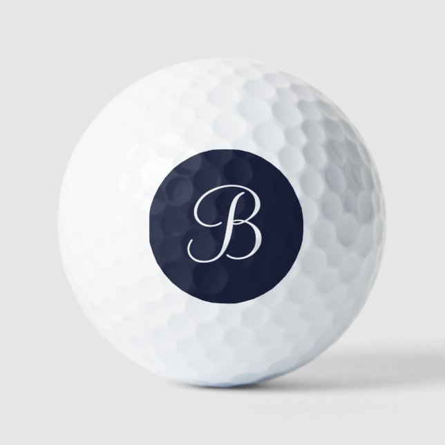 Navy Blue Personalized Name and Monogram Golf Balls (Front)