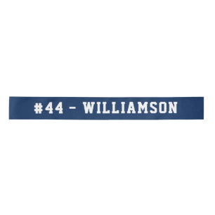 Navy Blue Personalized Name and Number Sports Satin Ribbon