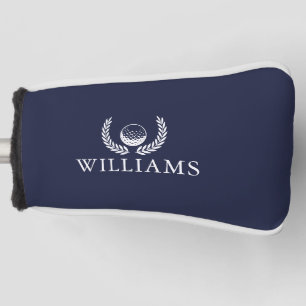 Navy Blue Personalized Name Golf Ball And Wreath Golf Head Cover
