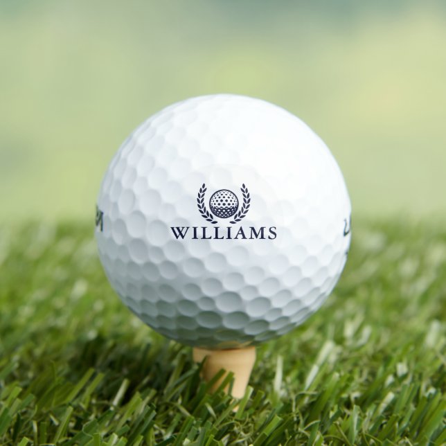 Navy Blue Personalized Name Monogram Wreath Golf Balls (Insitu Tee)