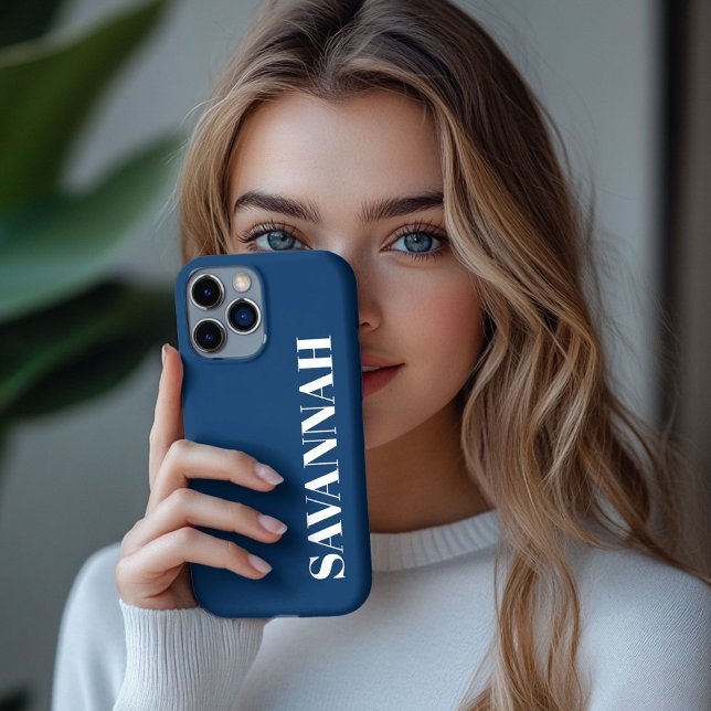 Navy Blue personalized name simple  iPhone Case (Creator Uploaded)